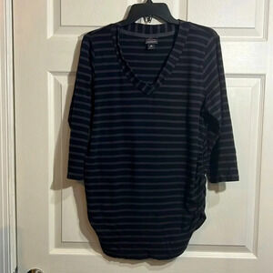 Oh Baby Motherhood Maternity Stripped 3/4 Sleeve Top - Size XL - Black and gray